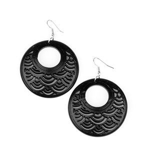 Tropical Canopy - Black Earrings